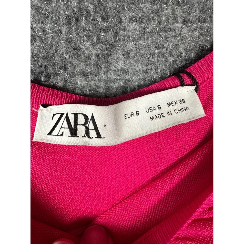 Zara Cape Maxi Dress Womens Small Pink Limited Edition Knit Column Gown NWT - Picture 3 of 14